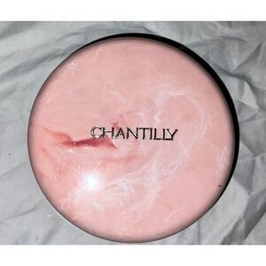 Vintage Houbigant Chantilly Dusting Powder 3oz Pink Marbled Case with Puff